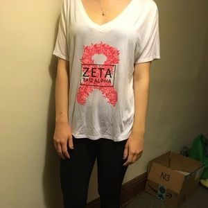 Zeta Tau Alpha Think Pink V Neck